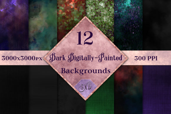 Dark Digitally-Painted Backgrounds: 12 Image Set