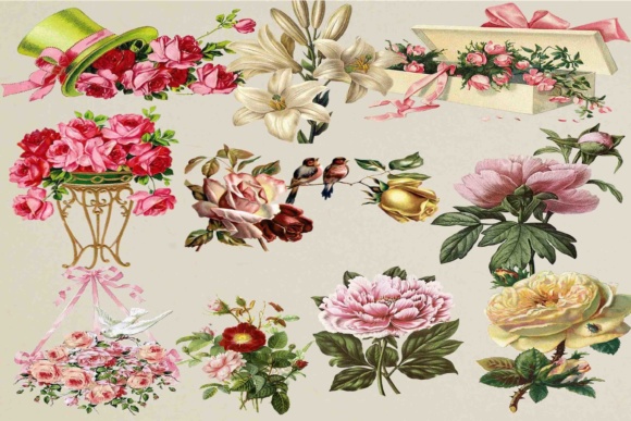 Flowers Clipart: Vintage Roses for Creative Projects