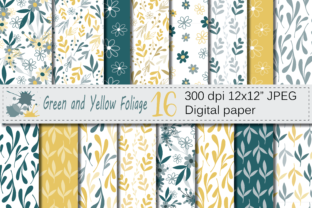 Strategic Application of Seamless Green and Yellow Hand Drawn Flowers and Leaves Digital Paper Foliage Seamless Pattern